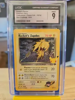 Rocket's Zapdos 15/132 Celebrations: Classic Collection Holo CGC 9 Pokemon TCG - Image 2