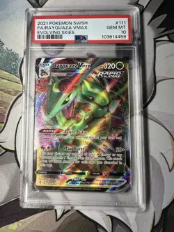 PSA 10 Rayquaza VMAX 111/203 Pokemon Evolving Skies Full Art 2021 SWSH GEM MINT - Image 1