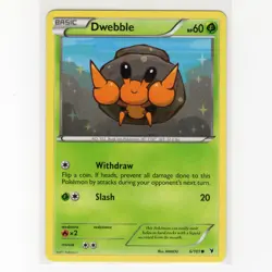 Pokemon TCG Dwebble 6/101 BW Noble Victories Regular Common Card EN-LP 2011 - Image 1