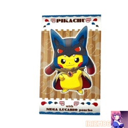 Pikachu Poncho Wearing Lucario Pokemon Card Vintage Nintendo Bandai Japan 2015 - Image 1