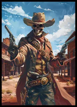 MTG Card Sleeves 100CT (Skull Outlaw), Matte Art Card Sleeves, Matte Back & Glos - Image 1