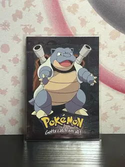 1999 RARE Topps Pokemon Movie #09 Blastoise Textured Holo Foil 9 Out Of 12 LP - Image 1
