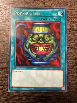 Yugioh LOB-EN119 Pot Of Greed Rare 25th Anniversary NM/VLP - Image 1