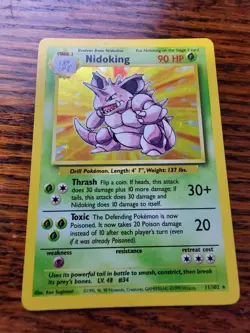 Nidoking 11/102 Holo Rare, Base Set Edition Pokemon Card 1999 WOTC PL - Image 1