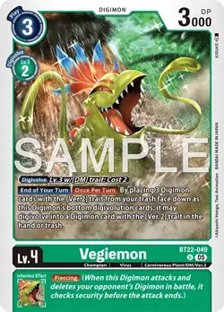Digimon Cyber Eden BT22 - 049 Vegiemon Uncommon Card - Image 1