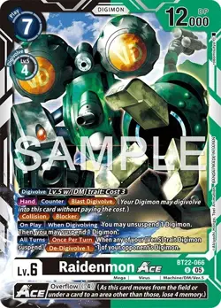 Digimon Cyber Eden BT22 - 066 Raidenmon Ace Uncommon Card - Image 1
