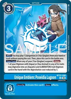 Digimon Cyber Eden BT22 - 096 Unique Emblem Poseidia Lagoon Uncommon Card - Image 1