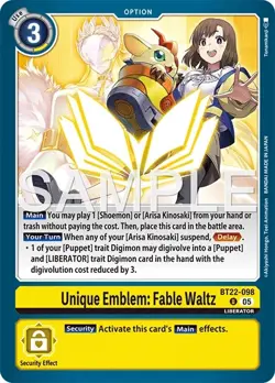 Digimon Cyber Eden BT22 - 098 Unique Emblem Fable Waltz Uncommon Card - Image 1