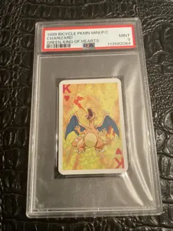 1999 BICYCLE MINI POKEMON CHARIZARD PSA 9 MINT GREEN KING OF HEARTS NINTENDO - Image 1