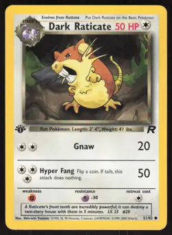 Pokemon TCG Team Rocket #51/82 Dark Raticate 1st Edition LP - Image 1