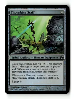 MTG Foil Thornbite Staff - Morningtide Moderately Played English - Image 1