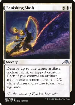 Banishing Slash 3 NEO White Sorcery Samurai Token Uncommon Destroy MTG 2022 WOTC - Image 1