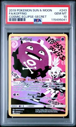 Pokemon Sun & Moon Cosmic Eclipse Koffing Full Art Secret 243 *GEM MINT PSA 10* - Image 1