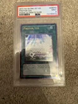 Yugioh 2015 Photon Veil PHSW-EN050 Photon Shockwave Ultimate Rare 1st Edi PSA 9 - Image 2
