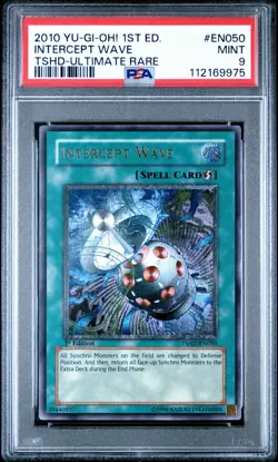 PSA 9 2010 YUGIOH TSHD-EN050 INTERCEPT WAVE 1ST EDITION ULTIMATE RARE MINT - Image 1