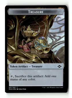 MTG Foil Treasure Golem Double-Sided Token - MH2 Moderately Played English - Image 1