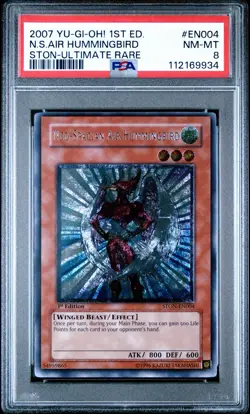 2007 YUGIOH STON-EN004 NEO-SPACIAN AIR HUMMINGBIRD ULTIMATE PSA 8 MINT wow look - Image 1
