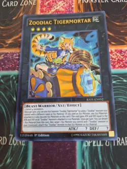 Yugioh Zoodiac Tigermortar RATE-EN052 Ultra Rare 1st Edition Near Mint - Image 1