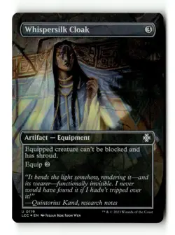 MTG Foil Whispersilk Cloak (Borderless) - LCC Moderately Played English - Image 1