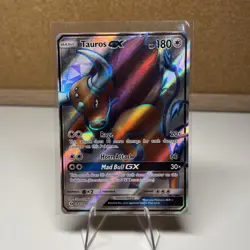 Pokemon Tauros GX Full Art Holo Ultra Rare Card 144/149 Sun and Moon Base Set - Image 1