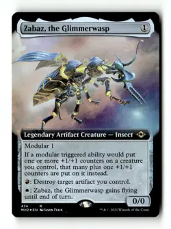 MTG Foil Zabaz, the Glimmerwasp (Extended Art) - MH2 Moderately Played English - Image 1