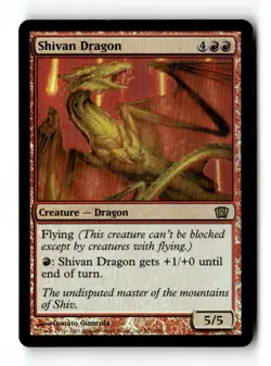 MTG Foil Shivan Dragon - 8th Edition Moderately Played English - Image 1