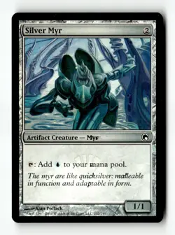 MTG Foil Silver Myr - Scars of Mirrodin Moderately Played English - Image 1