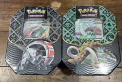 Paldean Fates Great Tusk & Iron Treads ex Tins (2) - Pokemon TCG- FACTORY SEALED - Image 1