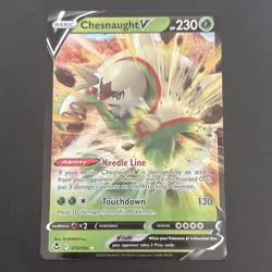 Chesnaught V 015/195 Holo SWSH: Silver Tempest Ultra Rare Pokemon TCG NM 2022 - Image 1