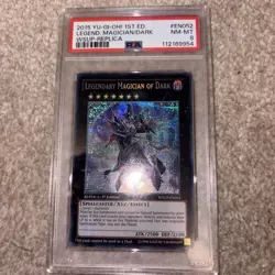 2015 YUGIOH 1ST ED WSUP-EN052 LEGENDARY MAGICIAN OF DARK PSA 8 NM wow Euro - Image 4