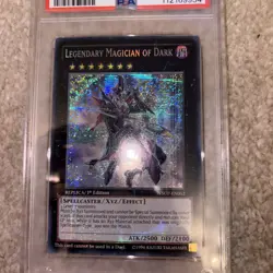 2015 YUGIOH 1ST ED WSUP-EN052 LEGENDARY MAGICIAN OF DARK PSA 8 NM wow Euro - Image 5