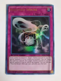 Yugioh Trap Card Haunted Shrine SBTK-EN043 1st Edition Ultra Rare. Damaged - Image 1