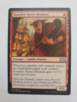 MTG Magic The Gathering Card Foundry Street Denizen Creature Goblin Warrior Red - Image 1