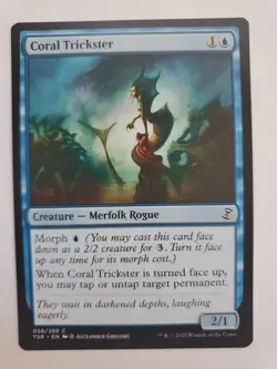 MTG Magic The Gathering Card Coral Trickster Creature Merfolk Rogue Blue Time Sp - Image 1
