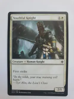 MTG Magic The Gathering Card Youthful Knight Creature Human Knight White Throne - Image 1