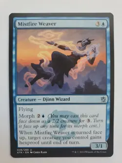 MTG Magic The Gathering Card Mistfire Weaver Creature Djinn Wizard Blue Khans Of - Image 1