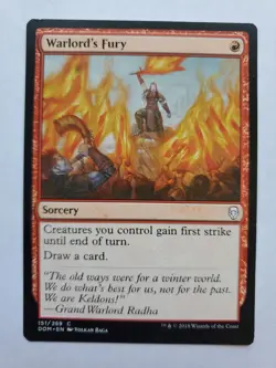 MTG Magic The Gathering Card Warlord's Fury Sorcery Red Dominaria 2018 - Image 1