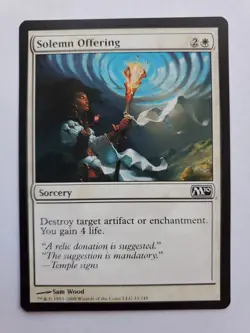 MTG Magic The Gathering Card Solemn Offering Sorcery White M10 - Image 1