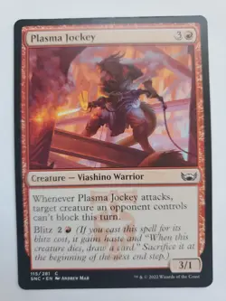 MTG Magic The Gathering Card Plasma Jockey Creature Viashino Warrior Red - Image 1