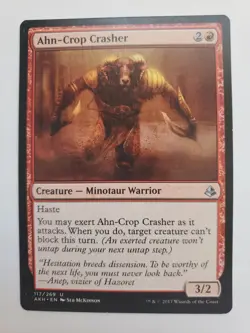 MTG Magic The Gathering Card Ahn-Crop Crasher Creature Minotaur Warrior Red Amon - Image 1