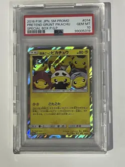 Pretend Grunt Pikachu PSA10 Promo 014 SM P Japanese Pokemon Card Rare 2016 - Image 1