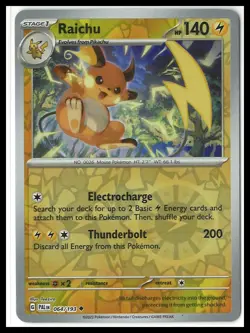 REVERSE HOLO Pokemon SV02: Paldea Evolved #064/193 Raichu - Image 1