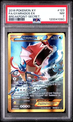 2016 POKEMON BREAKPOINT M GYARADOS #123 FULL ART SECRET PSA 7 NM #120041080 - Image 1