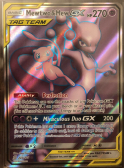 Mewtwo & Mew GX TAG TEAM 222/236 Unified Minds Ultra Rare Pokemon Card - Image 1