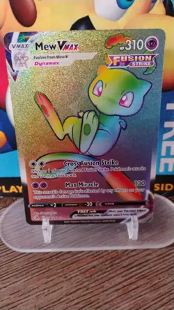 MEW VMax Fusion Strike POKEMON Full-Art Holo 2021 Trading Card 268/264 - Image 1
