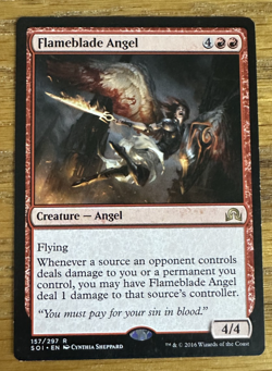 MTG Shadows Over Innistrad, Flameblade Angel -- Light Played - Image 1
