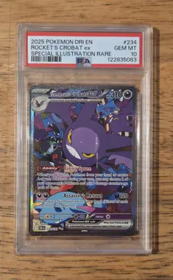 2025 POKEMON DRI EN-DESTINED RIVALS #234 TEAM ROCKET'S CROBAT EX PSA 10 - Image 1