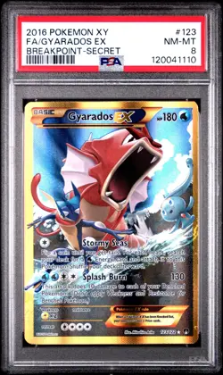 2016 POKEMON BREAKPOINT M GYARADOS #123 FULL ART SECRET PSA 8 NM #120041110 - Image 1