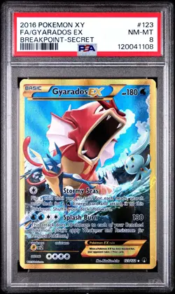 2016 POKEMON BREAKPOINT M GYARADOS #123 FULL ART SECRET PSA 8 NM # - Image 1