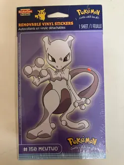 Vintage Pokemon #150 Mewtwo Removable Vinyl Sticker 1999 Nintendo New SEALED - Image 1